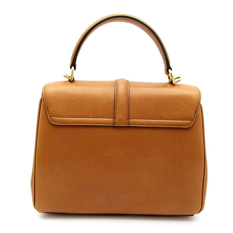 Celine Small 16 Seeds 2-Way Handbag Calfskin Tan — view 4