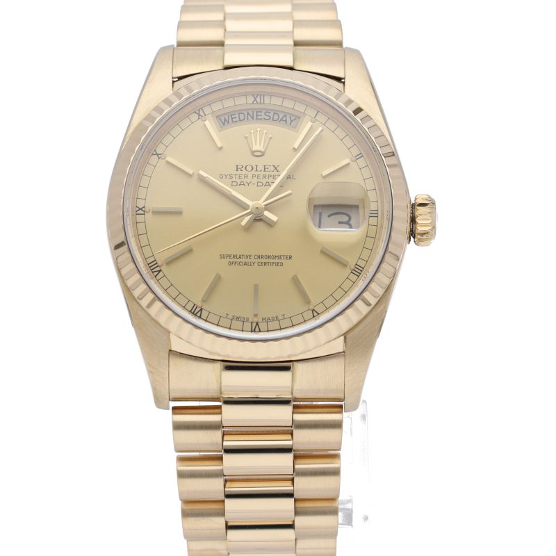 Rolex Day Date Watch 18k Yellow Gold Champagne Gold Oh Polished — view 2