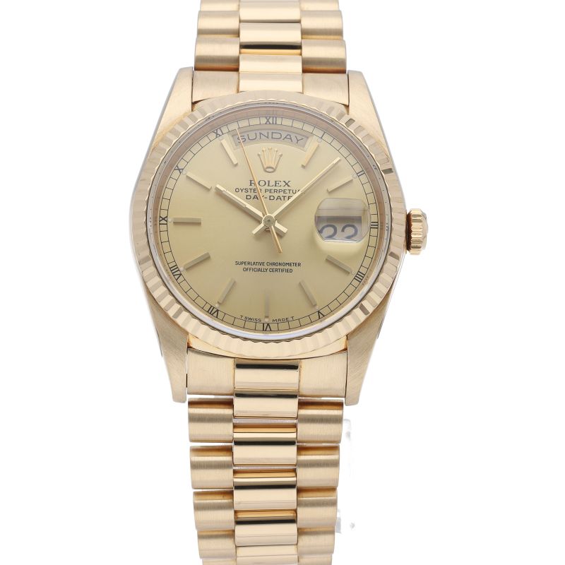 Rolex Day Date Watch 18k Yellow Gold Champagne Gold Polished — view 2