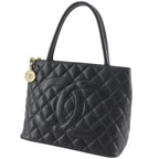 Chanel Medallion Tote CC Logo Quilted Caviar Leather Black — view 2