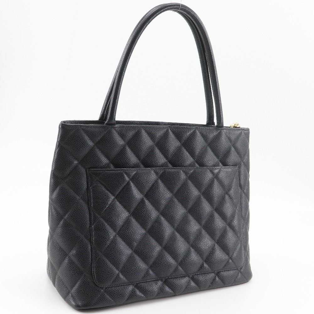 Chanel Medallion Tote CC Logo Quilted Caviar Leather Black — view 3