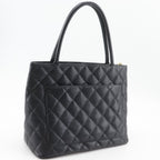 Chanel Medallion Tote CC Logo Quilted Caviar Leather Black — view 3