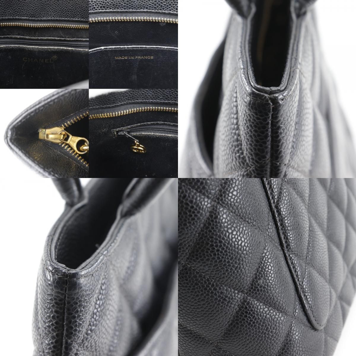 Chanel Medallion Tote CC Logo Quilted Caviar Leather Black — view 9