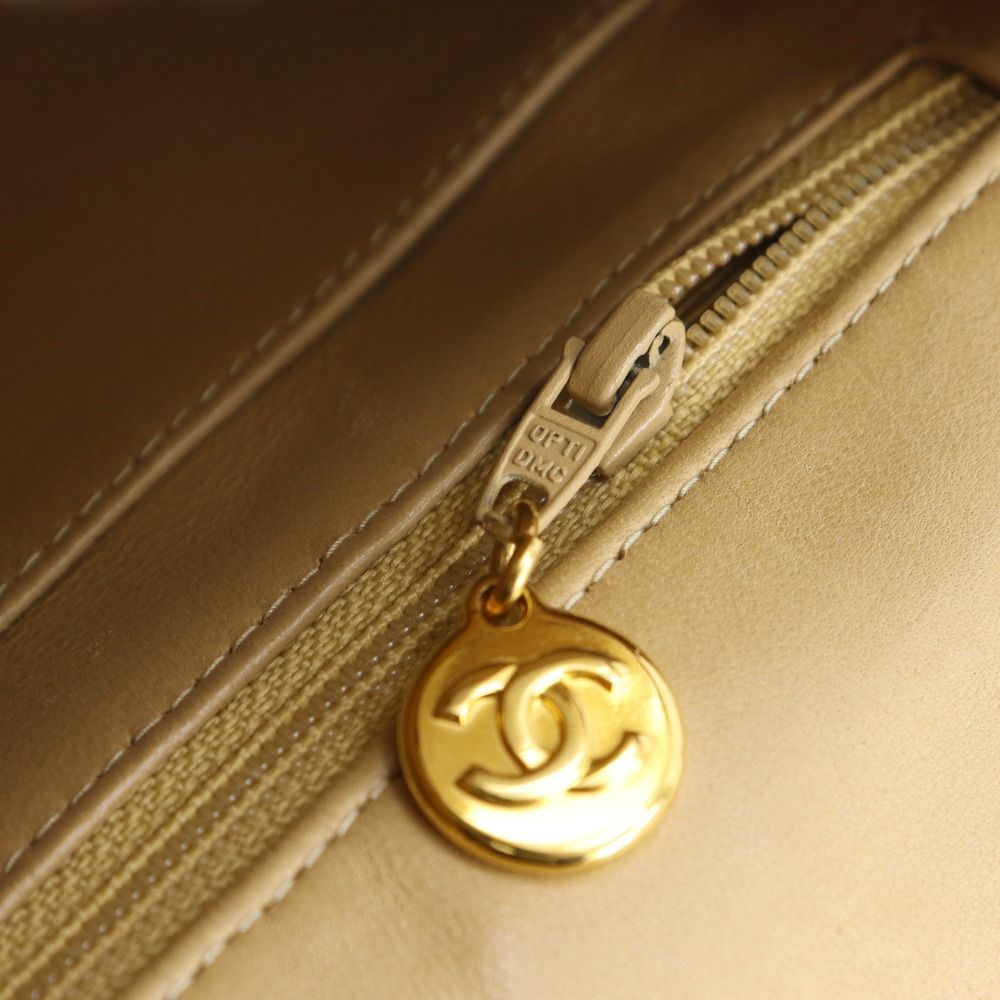 Chanel Chain Shoulder Quilted Lambskin Beige Bag — view 6