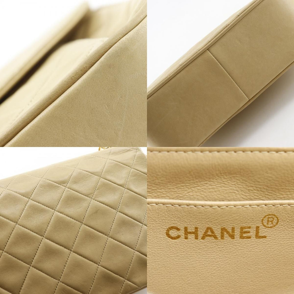 Chanel Chain Shoulder Quilted Lambskin Beige Bag — view 9