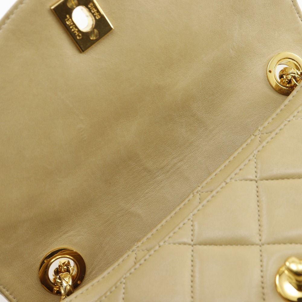 Chanel Chain Shoulder Quilted Lambskin Beige Bag — view 7