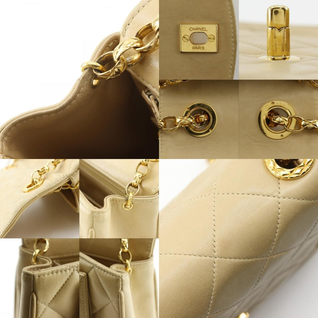 Chanel Chain Shoulder Quilted Lambskin Beige Bag — view 8