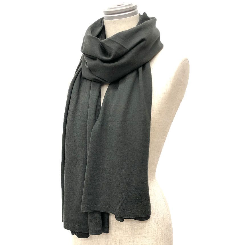 Hermes Shawl Wool Charcoal Gray Scarf — view 2