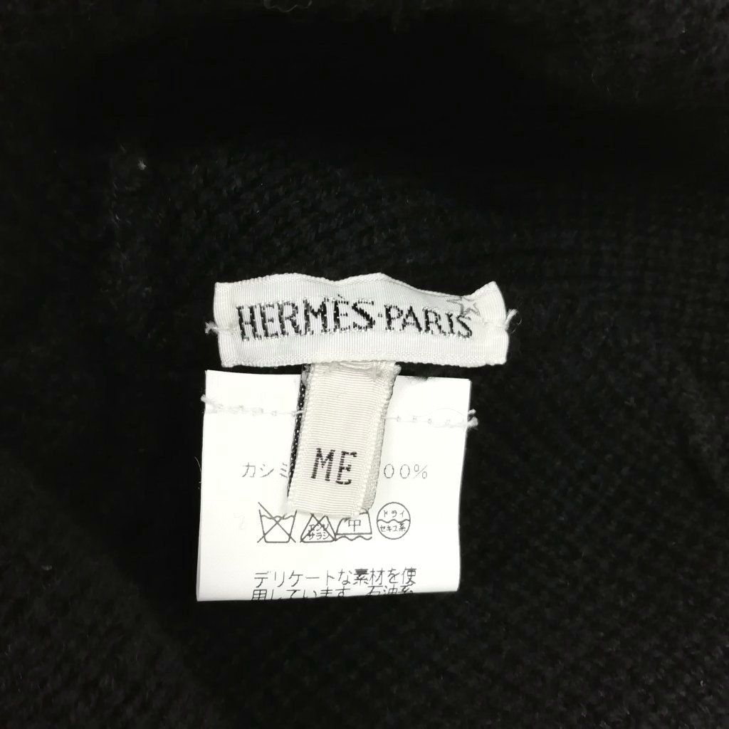Hermes Martin Margiela Era Cashmere Logo Knit Cap Hat ME Black — view 4