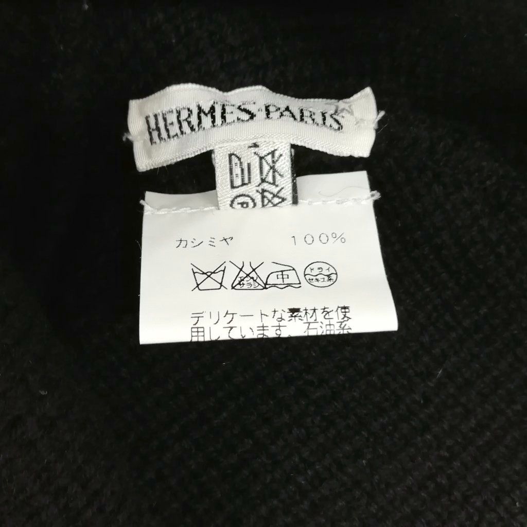 Hermes Martin Margiela Era Cashmere Logo Knit Cap Hat ME Black — view 5