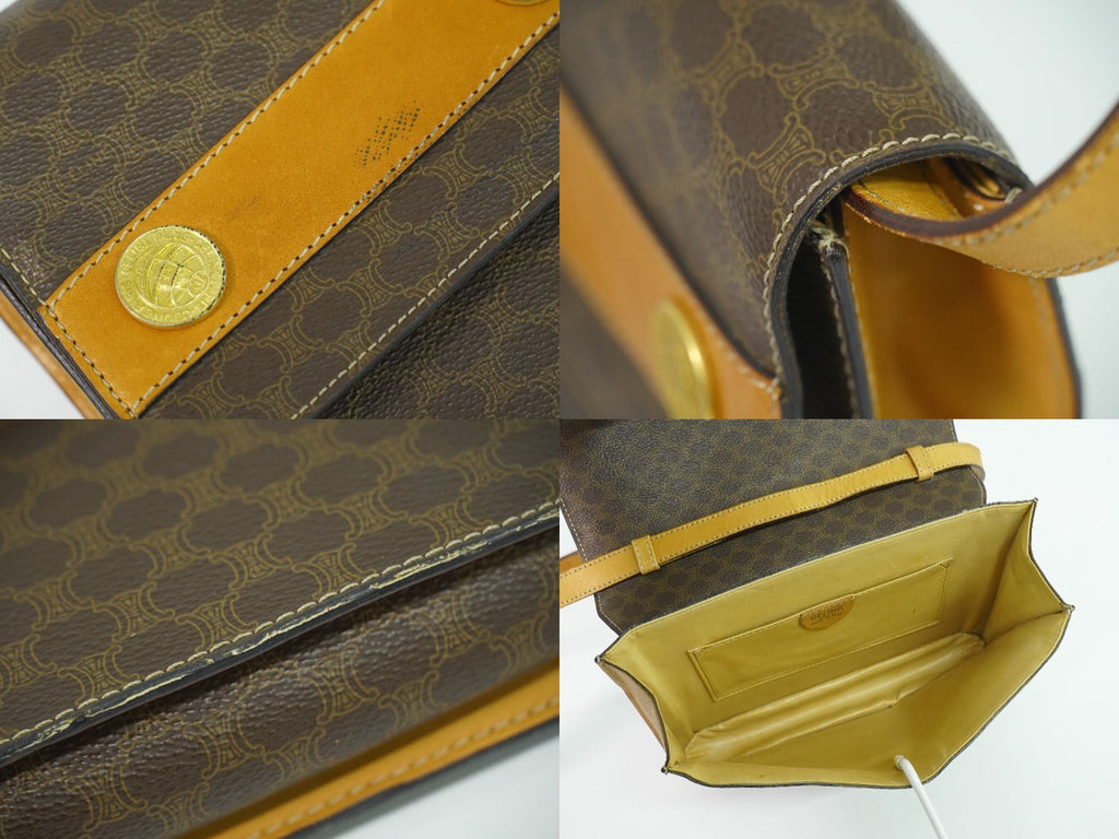 Celine Macadam Medal Motif Shoulder Bag Pochette Brown — view 8
