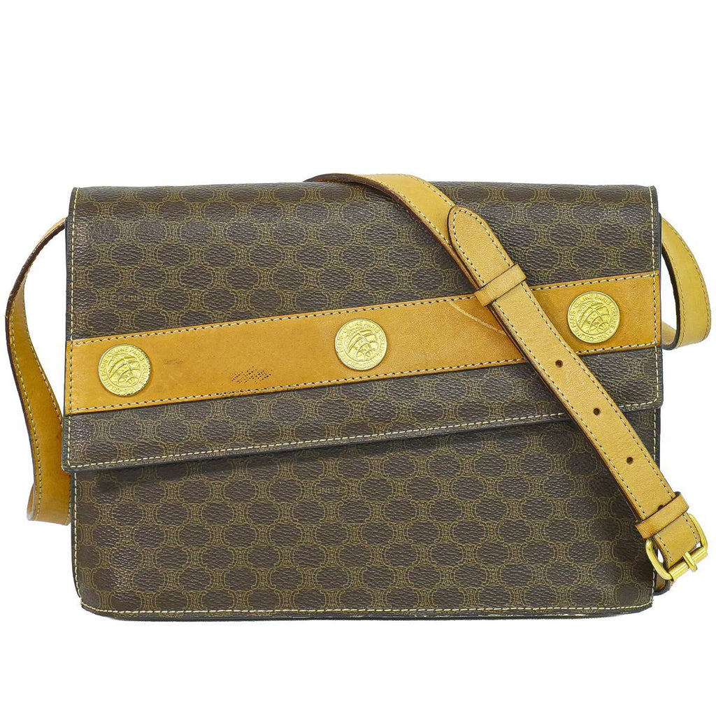 Celine Macadam Medal Motif Shoulder Bag Pochette Brown