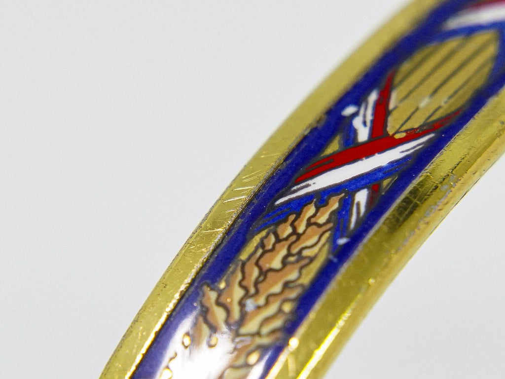 Hermes Enamel PM Bangle Bracelet Cloisonne Gold Plated Multicolor Email — view 7