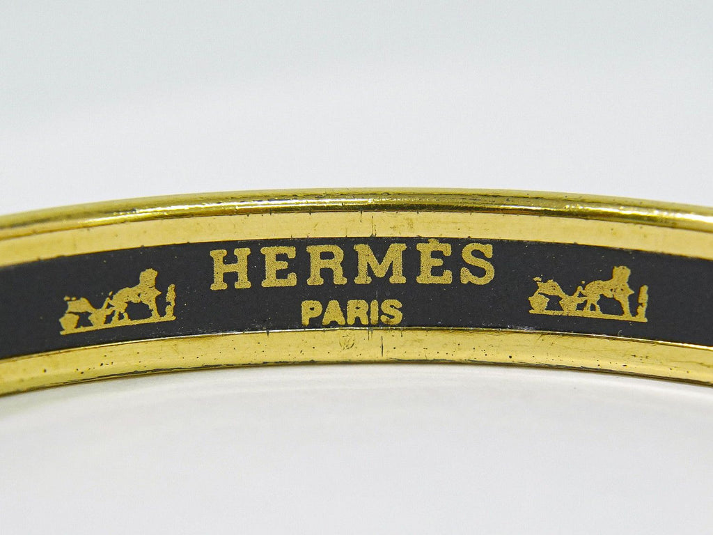 Hermes Enamel PM Bangle Bracelet Cloisonne Gold Plated Multicolor Email — view 9