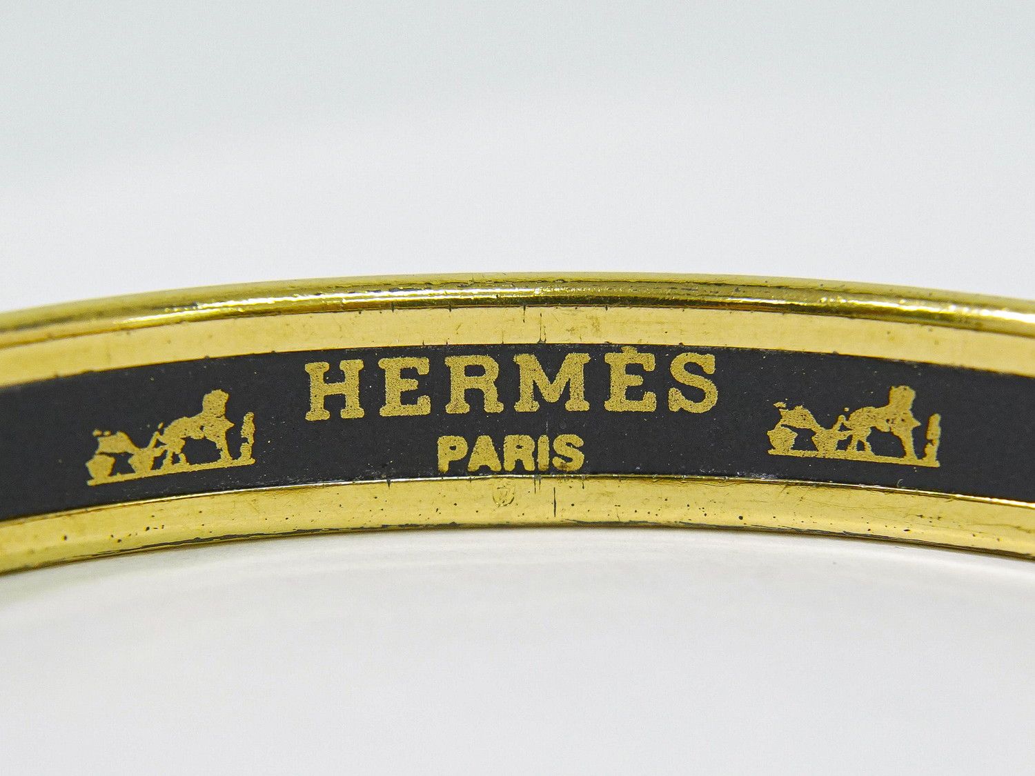 Hermes Enamel PM Bangle Bracelet Cloisonne Gold Plated Multicolor Email — view 9