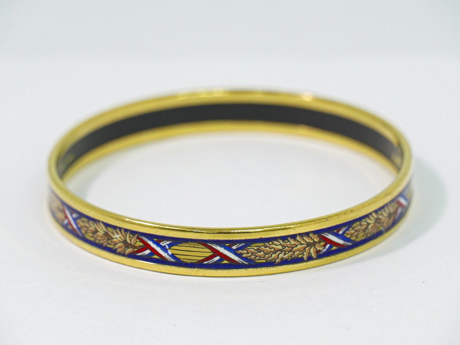 Hermes Enamel PM Bangle Bracelet Cloisonne Gold Plated Multicolor Email — view 2