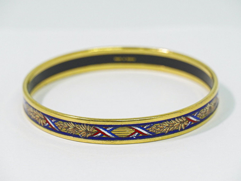 Hermes Enamel PM Bangle Bracelet Cloisonne Gold Plated Multicolor Email — view 3