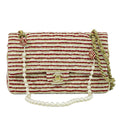 Chanel Coco Sailor Quilted Double Flap Chain Shoulder Bag Canvas Red Beige White