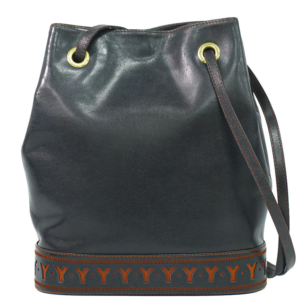 Saint Laurent Yves YSL Leather Shoulder Bag Black
