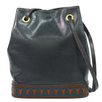 Saint Laurent Yves YSL Leather Shoulder Bag Black