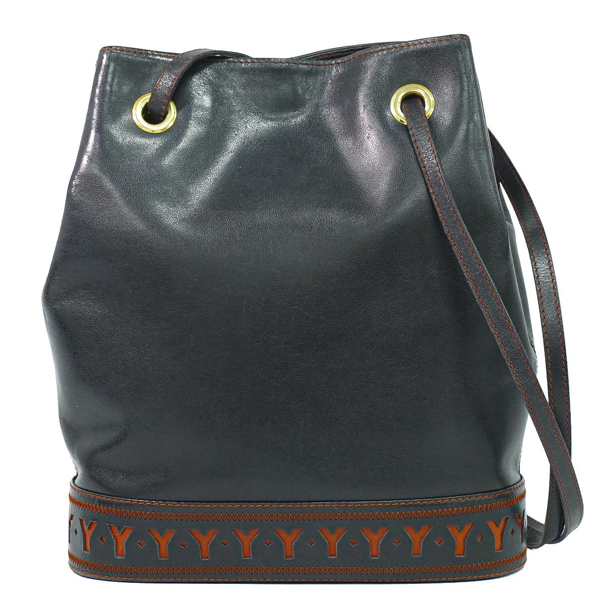 Saint Laurent Yves YSL Leather Shoulder Bag Black