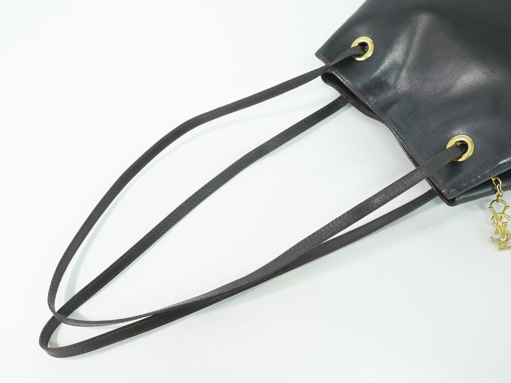 Saint Laurent Yves YSL Leather Shoulder Bag Black — view 4