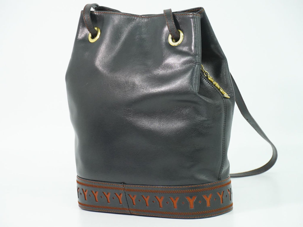 Saint Laurent Yves YSL Leather Shoulder Bag Black — view 2