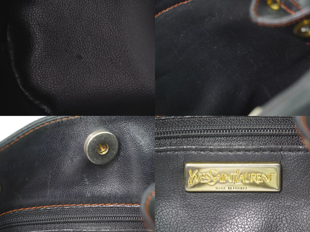 Saint Laurent Yves YSL Leather Shoulder Bag Black — view 9