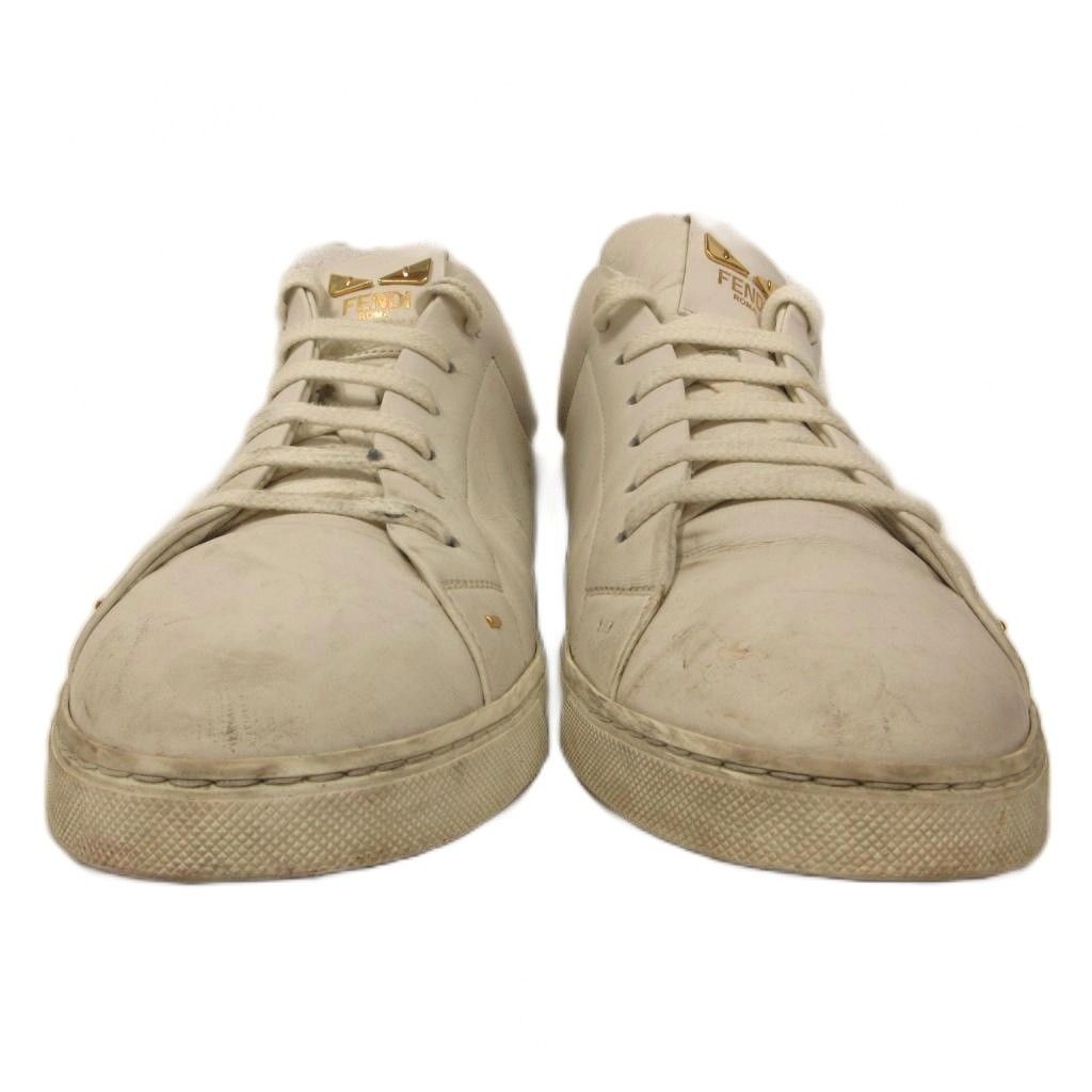 Fendi Monster Star Patch Low Cut Sneakers Shoes Leather 9 White — view 3