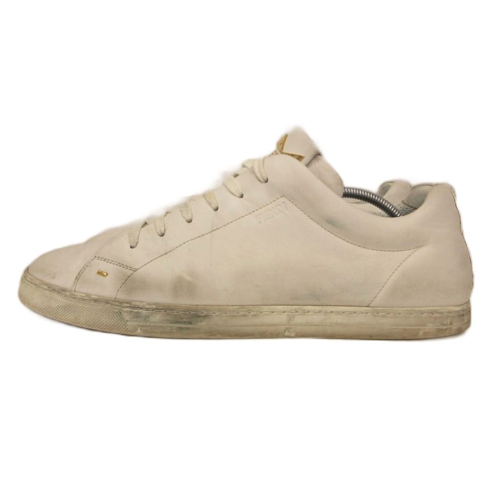 Fendi Monster Star Patch Low Cut Sneakers Shoes Leather 9 White — view 2