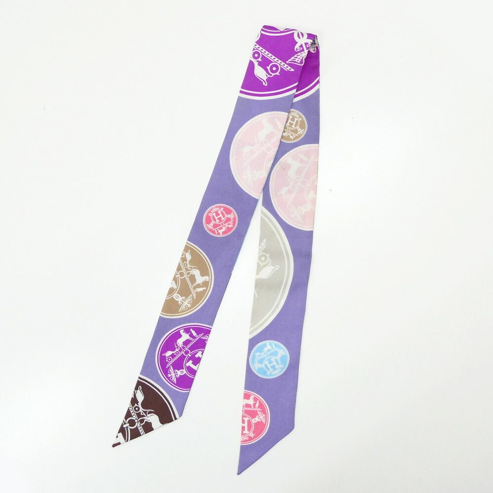Hermes Twilly Ex Libris Confetti Ex les Confettis Purple Scarf — view 2