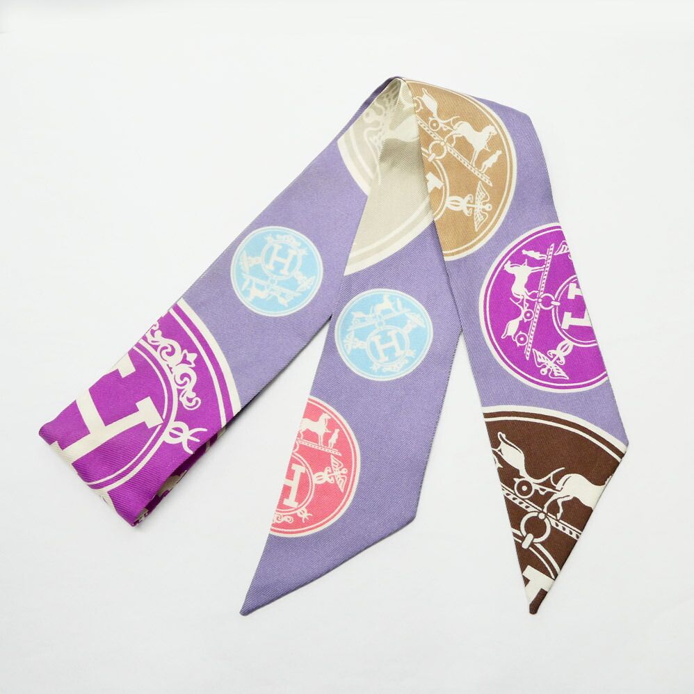 Hermes Twilly Ex Libris Confetti Ex les Confettis Purple Scarf — view 3