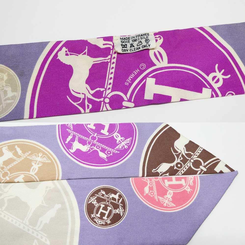 Hermes Twilly Ex Libris Confetti Ex les Confettis Purple Scarf — view 8