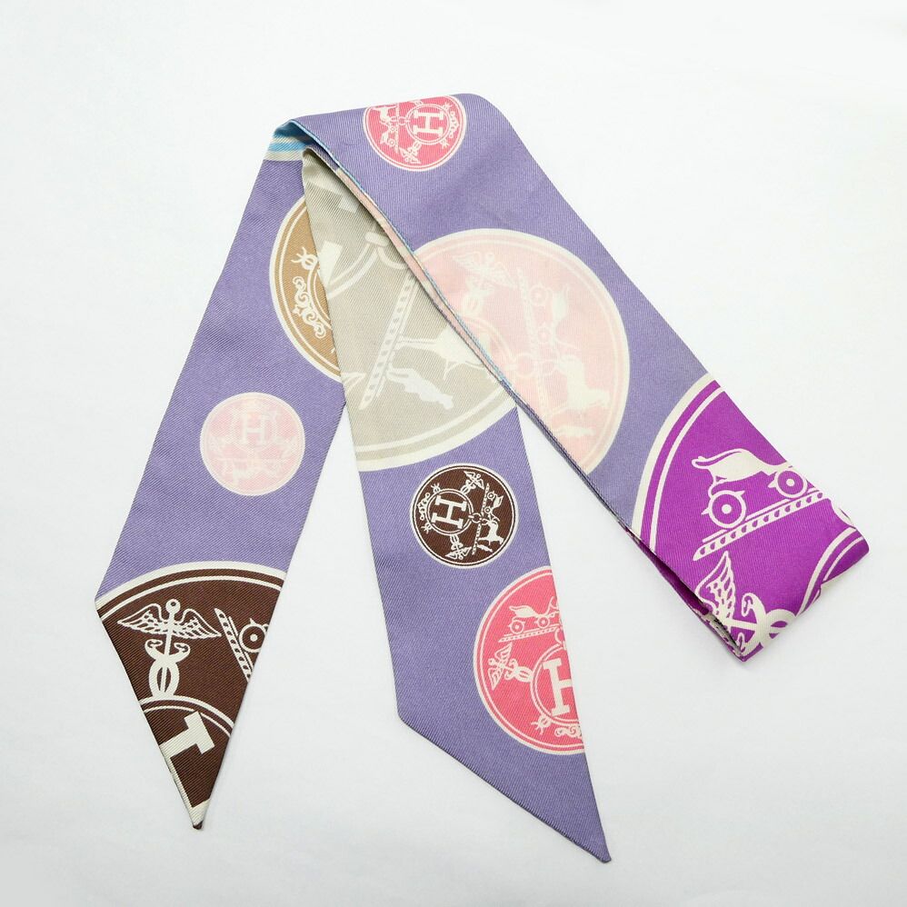 Hermes Twilly Ex Libris Confetti Ex les Confettis Purple Scarf — view 4