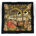 Hermes Carre 90 Silk Scarf Splendeur Des Maharajas Black — view 2
