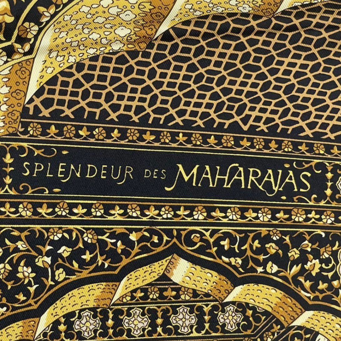 Hermes Carre 90 Silk Scarf Splendeur Des Maharajas Black — view 7
