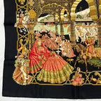 Hermes Carre 90 Silk Scarf Splendeur Des Maharajas Black — view 6