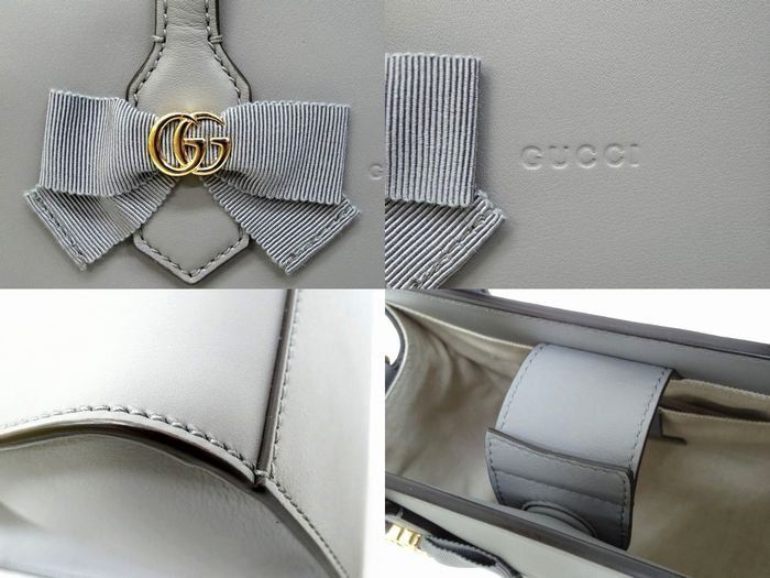 Gucci 2-Way Shoulder Bag GG Ribbon Leather Gray — view 4