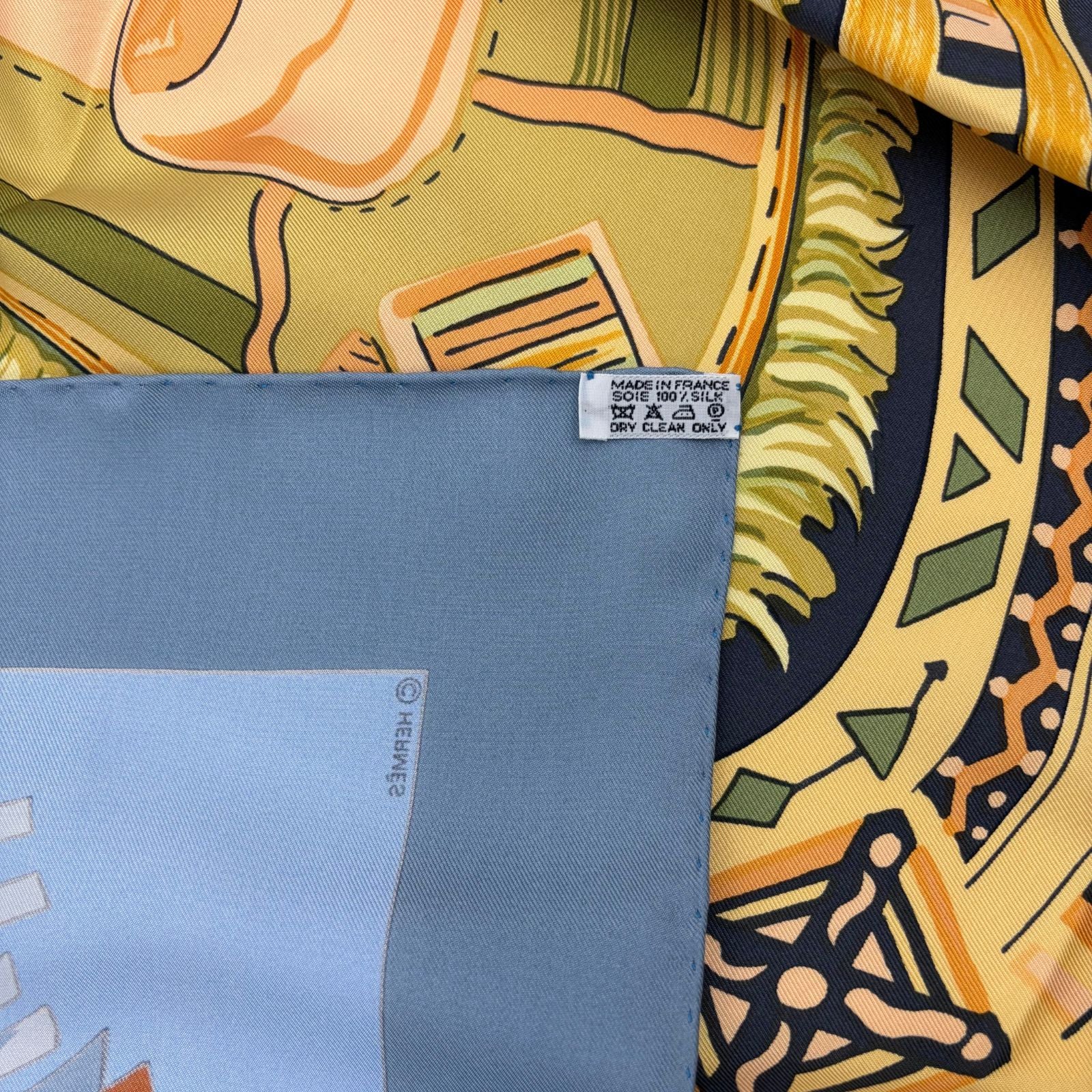 Hermes Carre 90 Blue Desert Leather Ornament Scarf — view 4