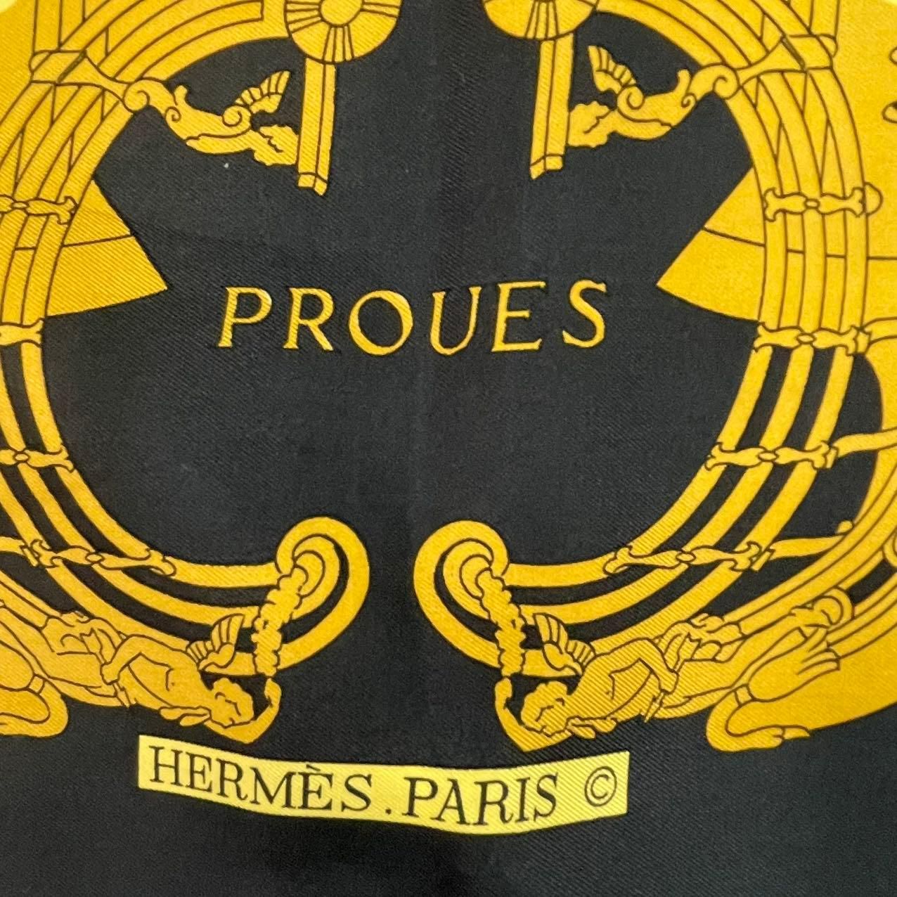 Hermes Scarf Silk Carre 90 Proues Black — view 6