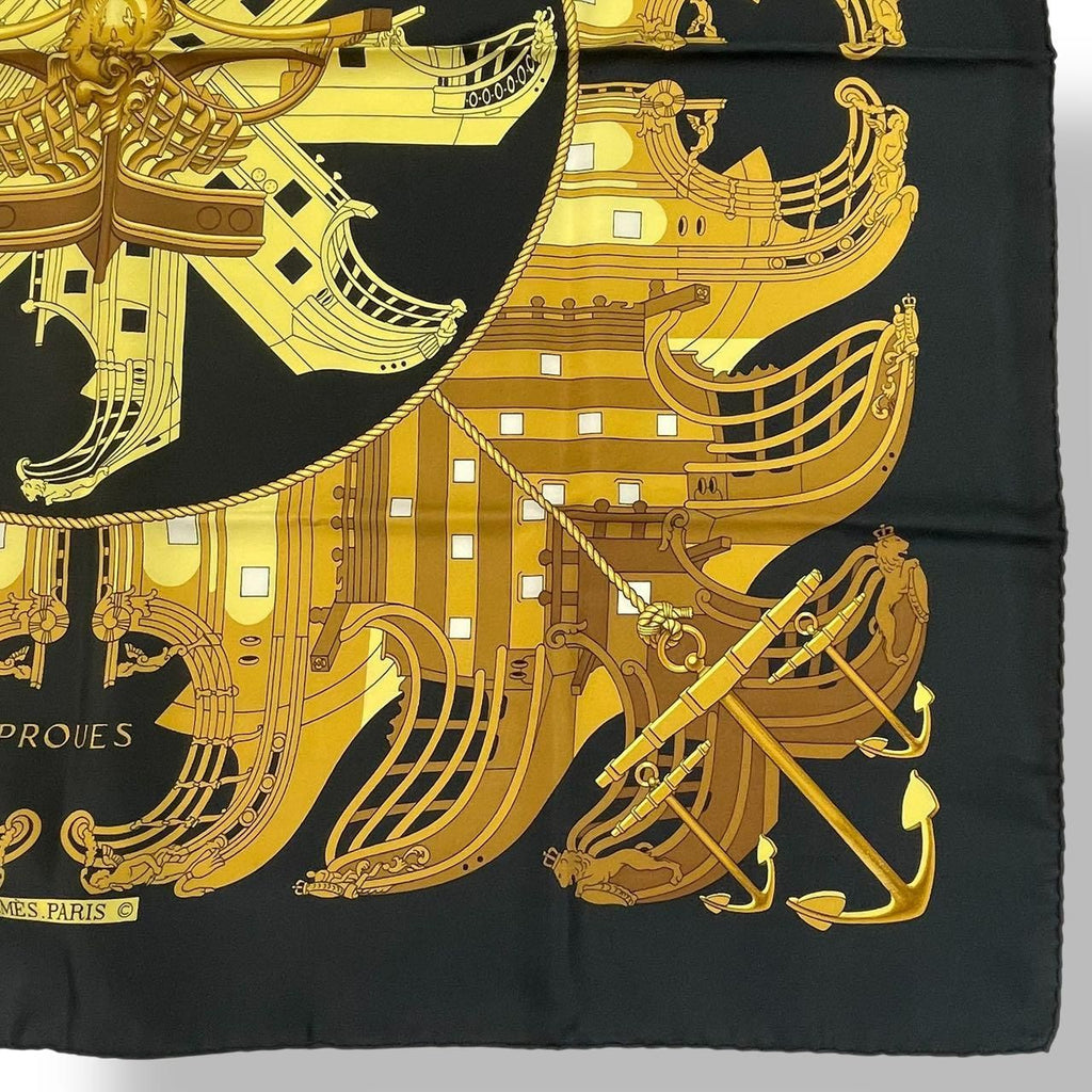 Hermes Scarf Silk Carre 90 Proues Black — view 4