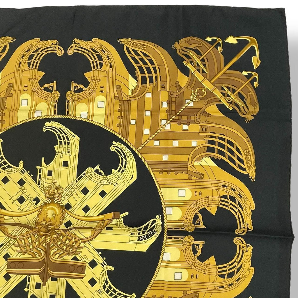 Hermes Scarf Silk Carre 90 Proues Black — view 3