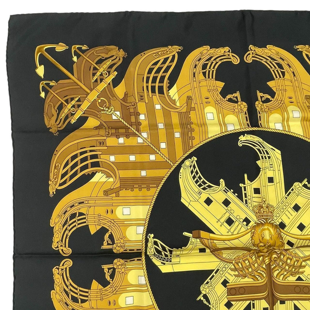 Hermes Scarf Silk Carre 90 Proues Black — view 2
