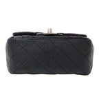 Chanel Quilted Mini Shoulder Bag Caviar Leather Black Silver Chain Bag Small — view 3