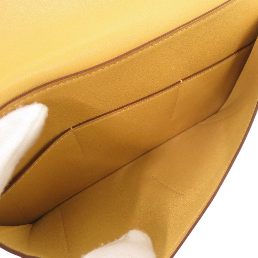Hermes Dogon GM Veau Swift Joan Ambre Silver Wallet Yellow — view 6