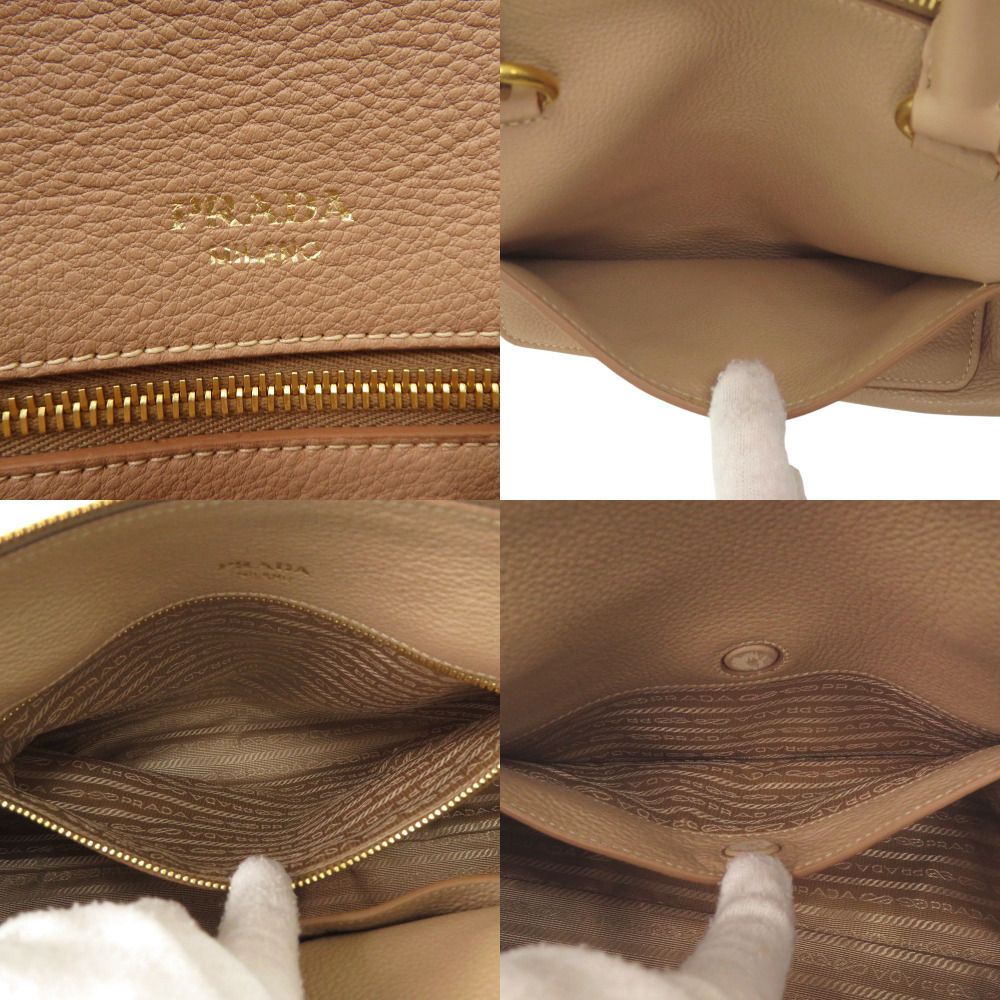 Prada 2-Way Gold Leather Cameo Cammeo Beige Shoulder Bag — view 9