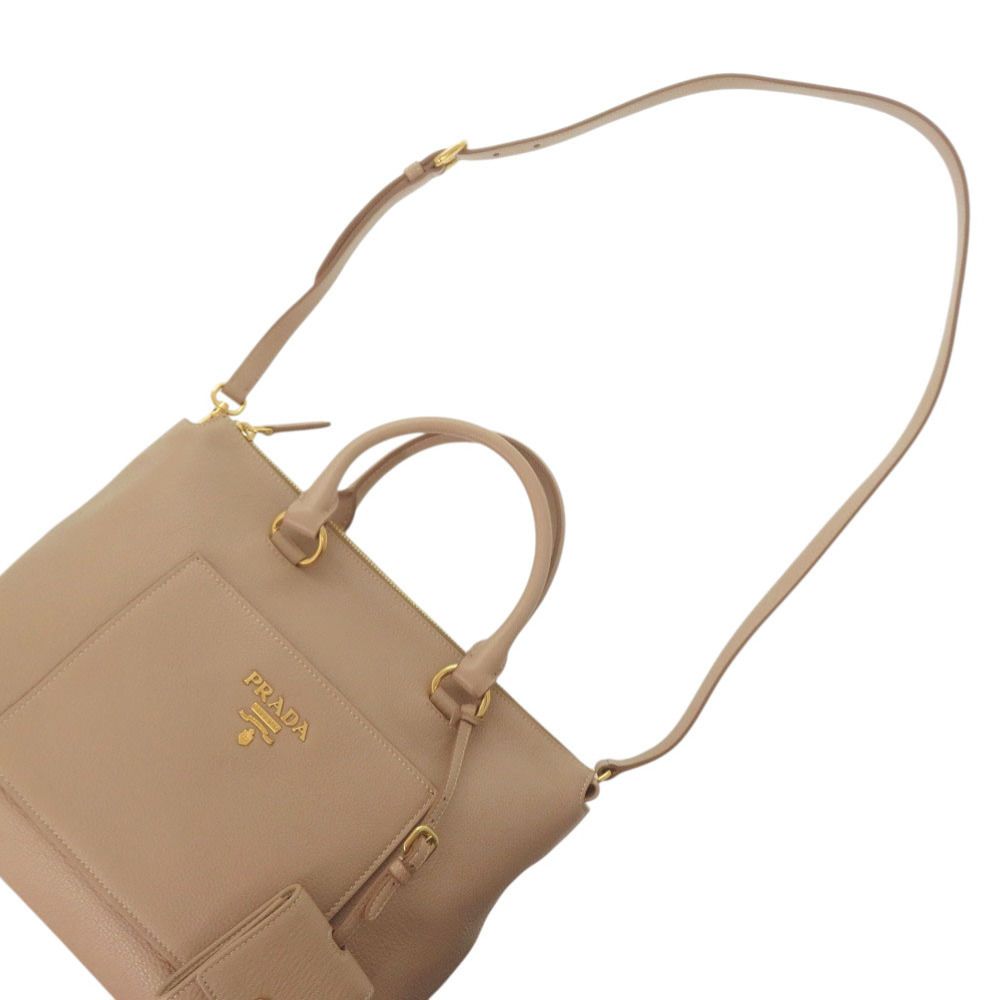 Prada 2-Way Gold Leather Cameo Cammeo Beige Shoulder Bag — view 4
