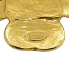 Chanel CC Logo Vintage Clover Stone Metal Gold Brooch — view 5