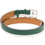 Hermes Etriviere Leather Bicolor Green White Silver Belt — view 2