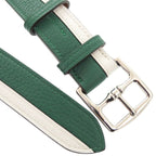 Hermes Etriviere Leather Bicolor Green White Silver Belt — view 4